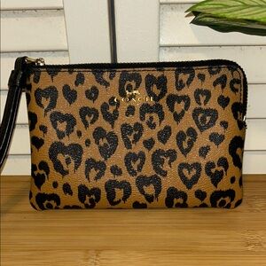 Coach Brown and Black Leopard Print Wristlet